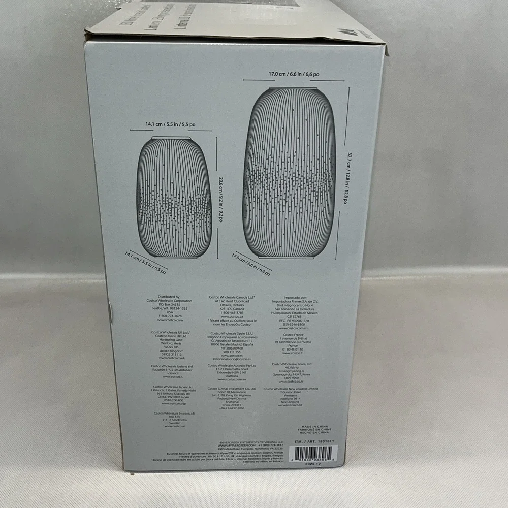 Evergreen LED Porcelain Lantern WHITE Set of 2 NEW IN BOX USB RECHARGEABLE